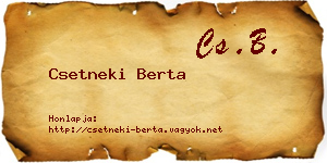 Csetneki Berta névjegykártya